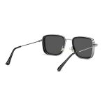 Carryminati Square Unisex Sunglasses, Silver Frame, Black Lens - Image 2