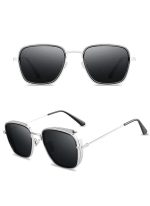 Carryminati Square Unisex Sunglasses, Silver Frame, Black Lens - Image 5