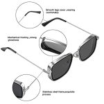 Carryminati Square Unisex Sunglasses, Silver Frame, Black Lens - Image 3