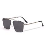 Retro Rectangular Sunglasses Premium Glass Lens Flat Metal Sun Glasses Men - Image 2