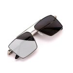 Retro Rectangular Sunglasses Premium Glass Lens Flat Metal Sun Glasses Men - Image 4