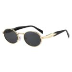 Premium Oval Vintage Sunglasses with Gold Metal Frame & Dark UV Lenses | Unisex Fashion Eyewear