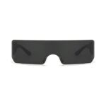 Black Shield Wraparound Sunglasses | Trendy Rimless One-Piece Shades for Men & Women - Image 2