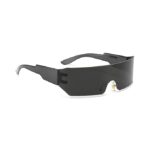 Black Shield Wraparound Sunglasses | Trendy Rimless One-Piece Shades for Men & Women