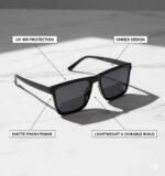 Black Flat Lens with Matte Frame Sunglasses, Goggles For Men's and Women's - Image 4