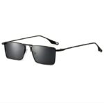 Ryffers Black Rectangular Sunglasses | Premium Metal Frame | Unisex Stylish Shades
