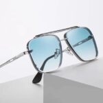 Toughened Glass Lens, UV Protection Retro Square, Over-sized Sunglasses (Free Size) (For Men & Women, Blue) - Image 3