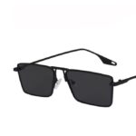 Ryffers Black Rectangular Sunglasses | Premium Metal Frame | Unisex Stylish Shades - Image 2