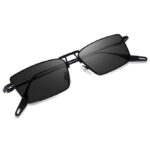 Ryffers Black Rectangular Sunglasses | Premium Metal Frame | Unisex Stylish Shades - Image 3