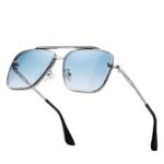 Toughened Glass Lens, UV Protection Retro Square, Over-sized Sunglasses (Free Size) (For Men & Women, Blue) - Image 2