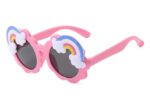 Kids Rainbow Cloud Sunglasses | Cute Pink Round UV Protection Glasses for Children - Image 3