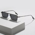 Ryffers Black Rectangular Sunglasses | Premium Metal Frame | Unisex Stylish Shades - Image 4