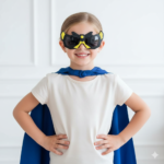 Kids Superhero Style Sunglasses | Fun Red & Yellow Hero Mask Design | Lightweight Fancy Goggles for Boys & Girls - Image 4