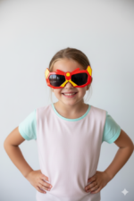 Kids Superhero Style Sunglasses | Fun Red & Yellow Hero Mask Design | Lightweight Fancy Goggles for Boys & Girls - Image 5